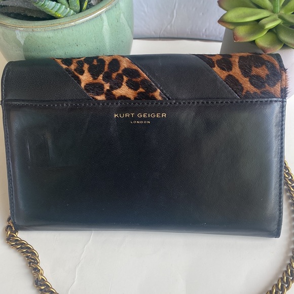 Kurt Geiger London Mini Soho Leopard Print Calf Hair Leather Striped Crossbody - Picture 4 of 15